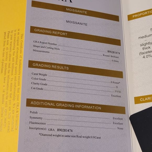 1.6cw 3cttw Certified vvs1 color D 6mm Round moissonite diamond studs - Picture 10 of 16